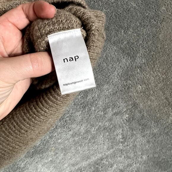 Nap 100% Cashmere Sweater Hoodie Women's M Brown Pullover Long Sleeve Comfy - Picture 9 of 10